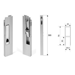 Zamek pionowy burty aluminiowej H500 LEWY