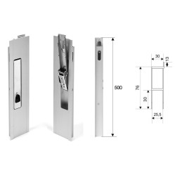 Zamek pionowy burty aluminiowej H500 LEWY z uszcz