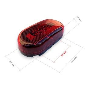 Lampa LED obrysowa z odblaskiem - czerwona